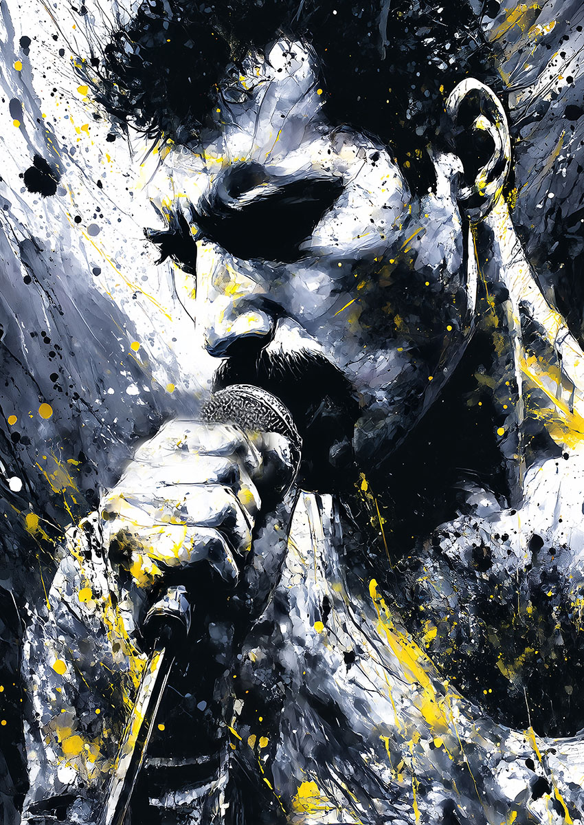 Freddie Mercury Style Portrait Canvas Print & Poster Wall Art - AI PRINT LAB